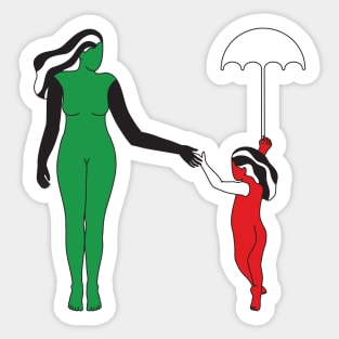 H of Mom and Daughter Sticker